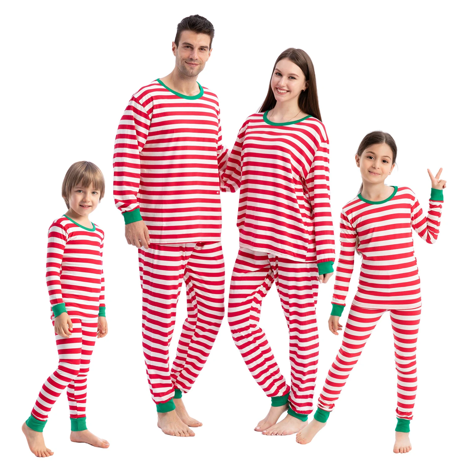 Women Christmas Red Stripe Family Matching Pajama 3 Women Christmas Red Stripe Family Matching Pajama