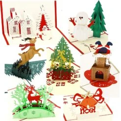 Push Bubble 3d Christmas Greeting Cards, 7 Pcs