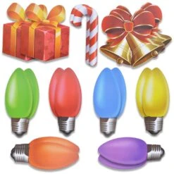 18 Pieces Jumbo Automotive Christmas Light & Ornaments Magnet
