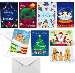 Christmas Colored Print Gift Card With Envelopes, 48 Pcs