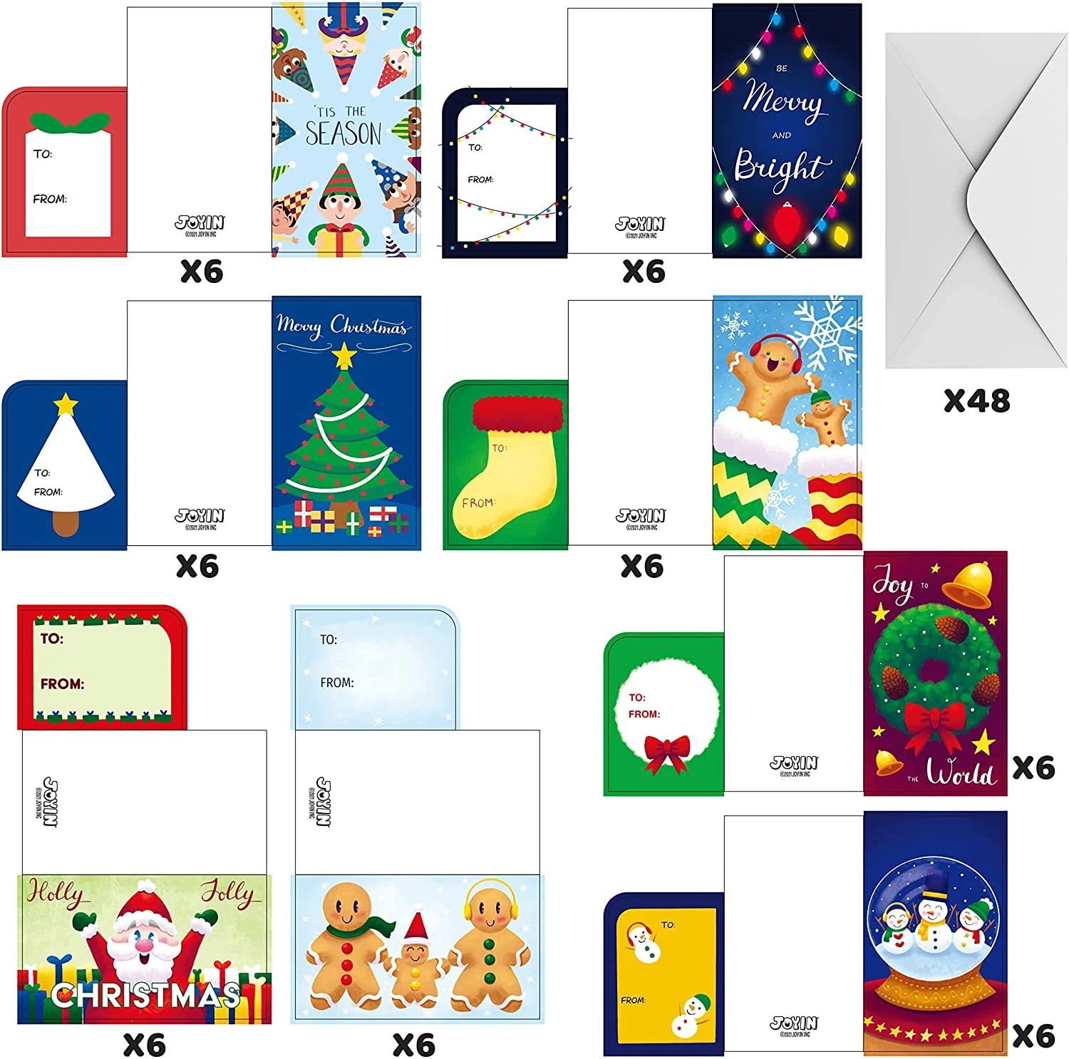 Christmas Colored Print Gift Card With Envelopes, 48 Pcs 4 Christmas Colored Print Gift Card With Envelopes, 48 Pcs - Image 2