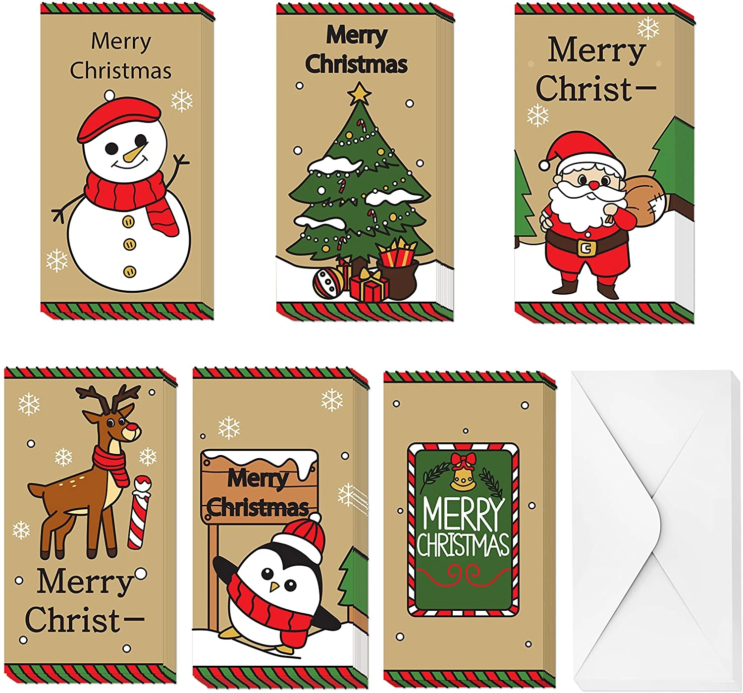Christmas Gift Card Craft Paper With Envelopes, 30 PCs 3 Christmas Gift Card Craft Paper With Envelopes, 30 PCs