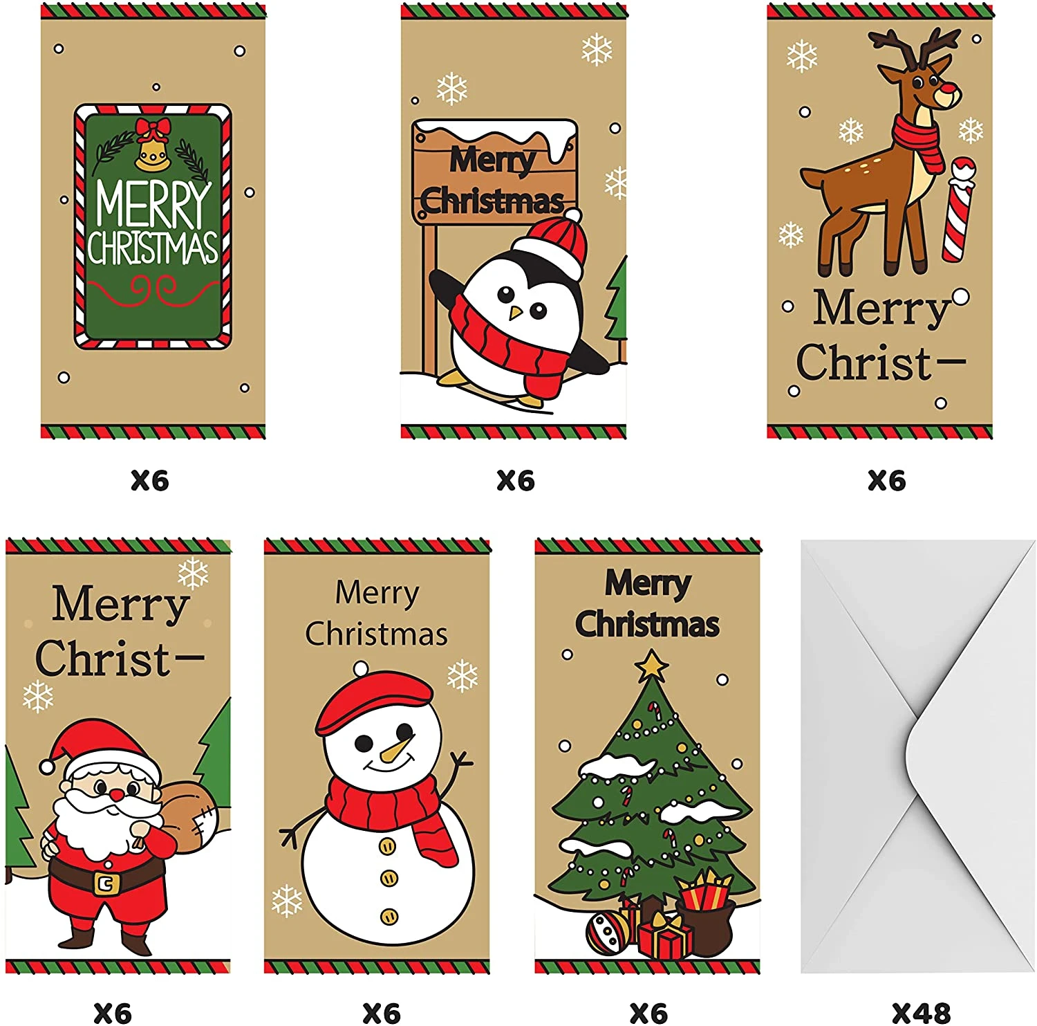 Christmas Gift Card Craft Paper With Envelopes, 30 PCs 4 Christmas Gift Card Craft Paper With Envelopes, 30 PCs - Image 2