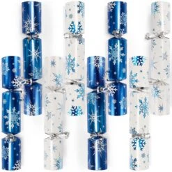 Christmas Party Table Favors (Blue White Snowflake), 8 Pack