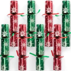 Christmas Party Table Favors (Red Green Snowflake), 8 Pack