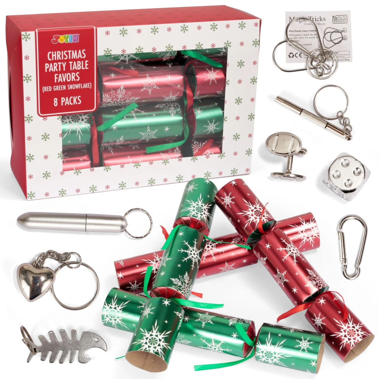 Christmas Party Table Favors (Red Green Snowflake), 8 Pack 8 Christmas Party Table Favors (Red Green Snowflake), 8 Pack - Image 6