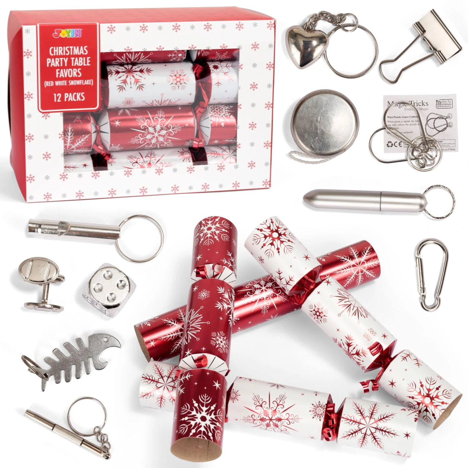 Christmas Party Table Favors (Red White Snowflake), 12 Pack 8 Christmas Party Table Favors (Red White Snowflake), 12 Pack - Image 6