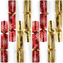 Christmas Party Table Favors (Red Gold Snowflake), 8 Pack