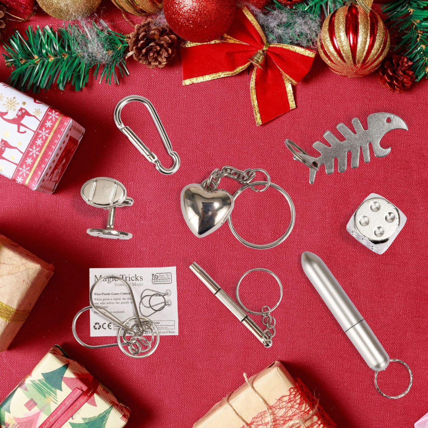 Christmas Party Table Favors (Red Gold Snowflake), 8 Pack 6 Christmas Party Table Favors (Red Gold Snowflake), 8 Pack - Image 4