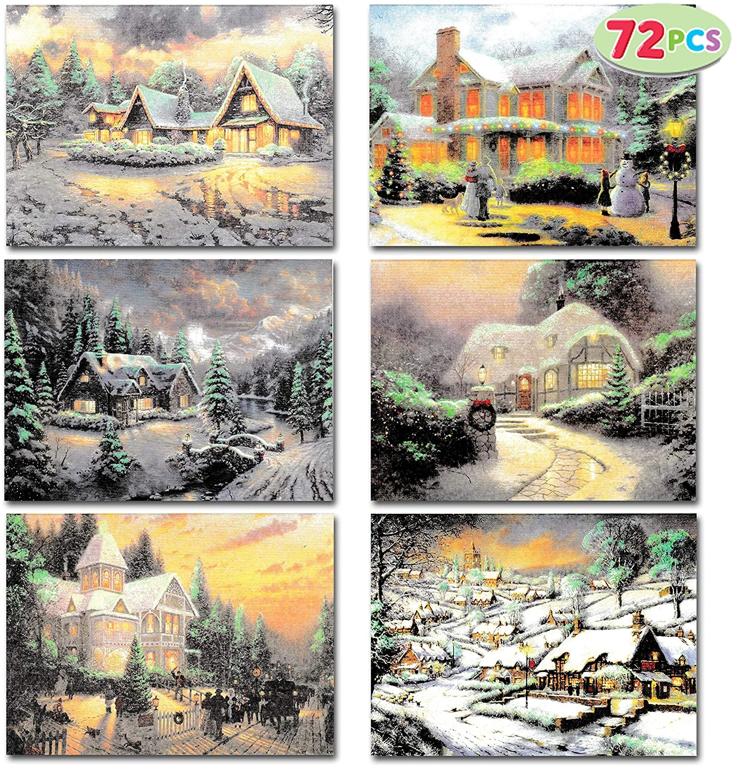 Christmas Snowy Town Greeting Cards Assortment With Envelopes 4 Christmas Snowy Town Greeting Cards Assortment With Envelopes - Image 2