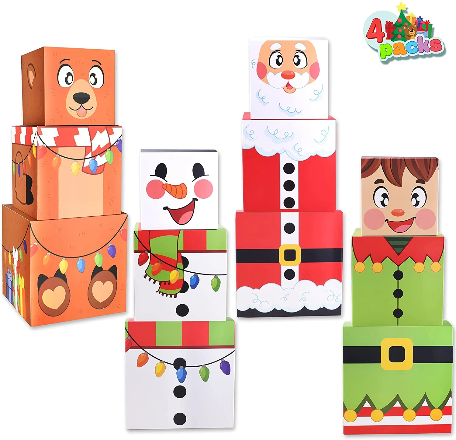 4 Christmas Characters Style Stacking Nesting Box Set, 12 Pcs 10 4 Christmas Characters Style Stacking Nesting Box Set, 12 Pcs - Image 8