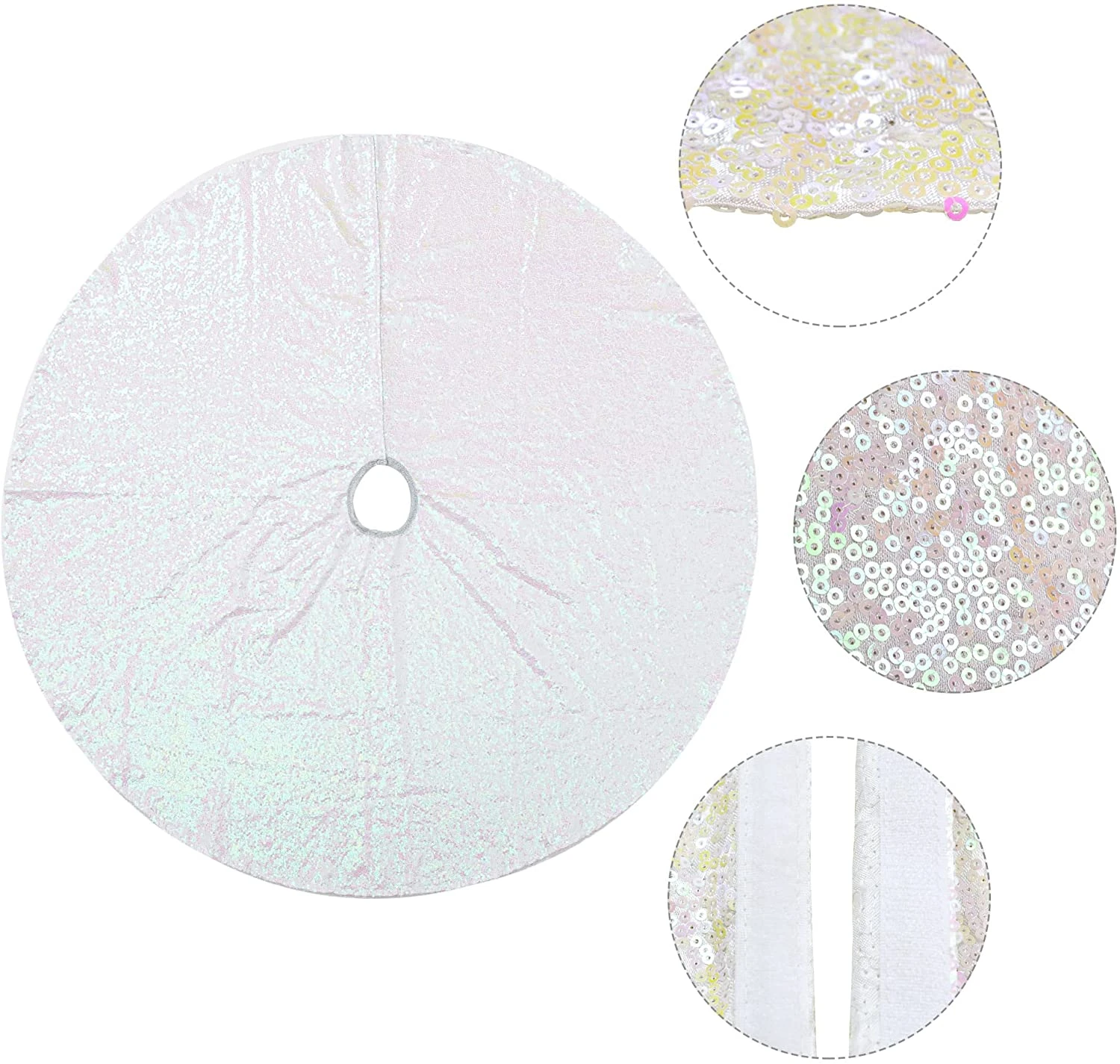 8" Sparkly Silver Sequin Christmas Tree Skirt 6 8" Sparkly Silver Sequin Christmas Tree Skirt - Image 4