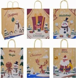 Christmas Kraft Paper Gift Bags With Twine Handles, 24 Pcs 12 Christmas Kraft Paper Gift Bags With Twine Handles, 24 Pcs -Xmas Supplies Shop 14056 4