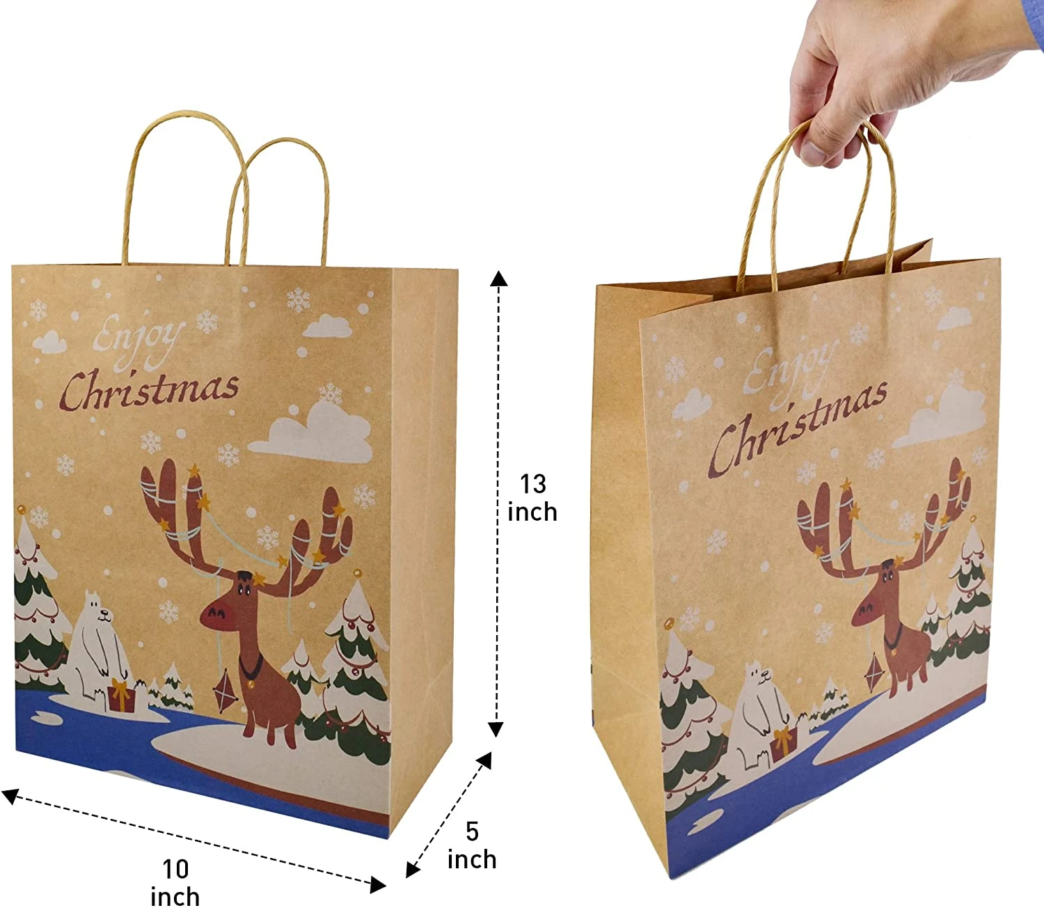 Christmas Kraft Paper Gift Bags With Twine Handles, 24 Pcs 7 Christmas Kraft Paper Gift Bags With Twine Handles, 24 Pcs - Image 5