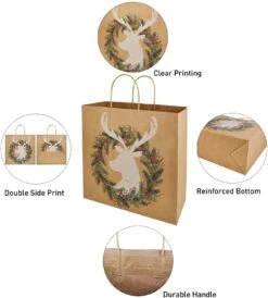 Large Pack Christmas Kraft Paper Bags With 8 Generic Vintage Drawstring, 24 Pcs 11 Large Pack Christmas Kraft Paper Bags With 8 Generic Vintage Drawstring, 24 Pcs -Xmas Supplies Shop 14057 3