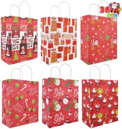 Christmas Red Themed Kraft Paper Gift Bags, 36 Pcs 13 Christmas Red Themed Kraft Paper Gift Bags, 36 Pcs -Xmas Supplies Shop 14062 1