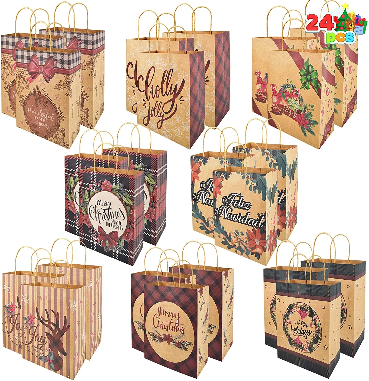 Christmas Vintage Style Gift Bag, 24 Pcs 11 Christmas Vintage Style Gift Bag, 24 Pcs - Image 9