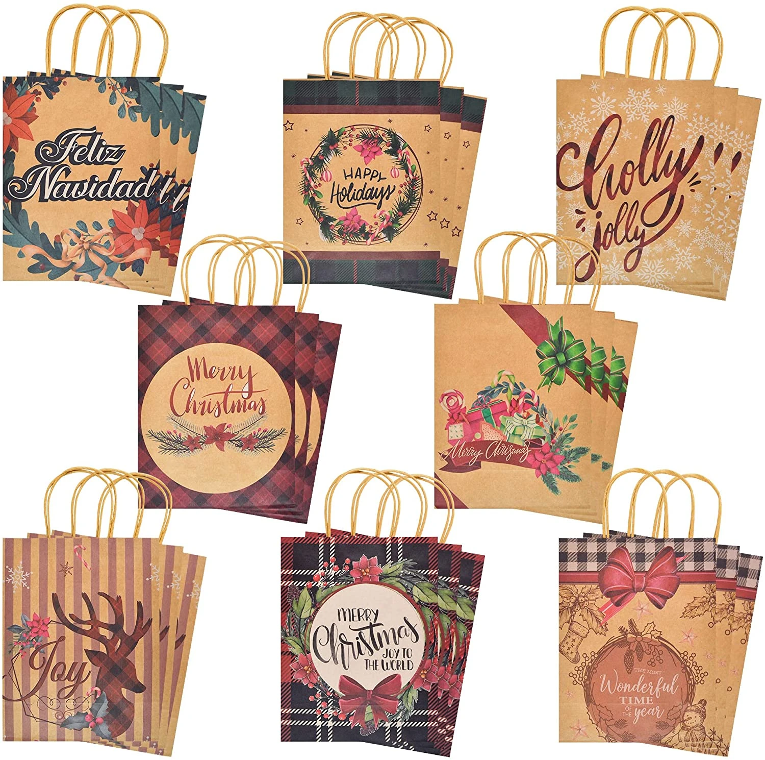 Christmas Vintage Style Gift Bag, 24 Pcs 6 Christmas Vintage Style Gift Bag, 24 Pcs - Image 4