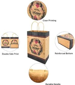 Christmas Vintage Style Gift Bag, 24 Pcs 15 Christmas Vintage Style Gift Bag, 24 Pcs -Xmas Supplies Shop 14067 4