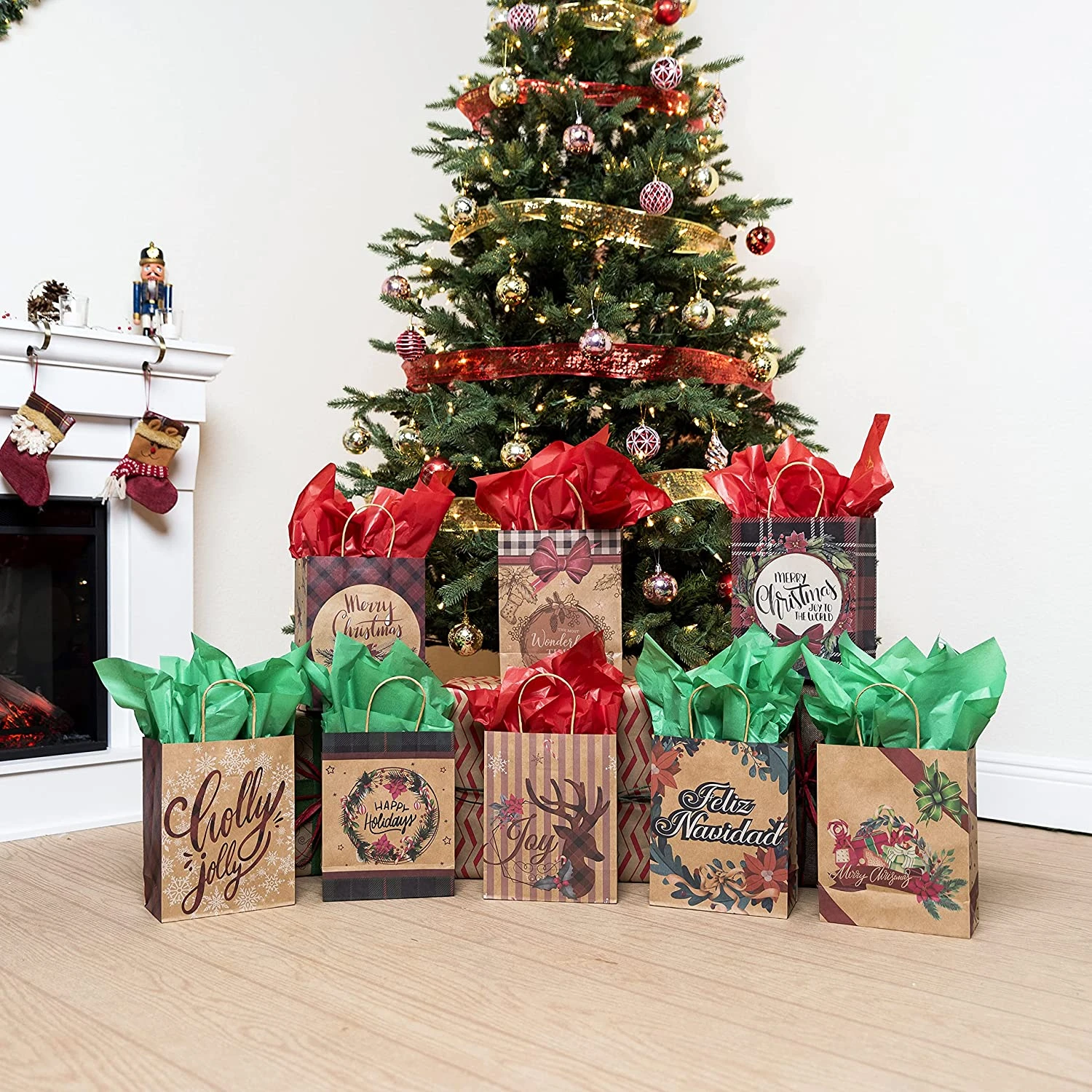 Christmas Vintage Style Gift Bag, 24 Pcs 10 Christmas Vintage Style Gift Bag, 24 Pcs - Image 8