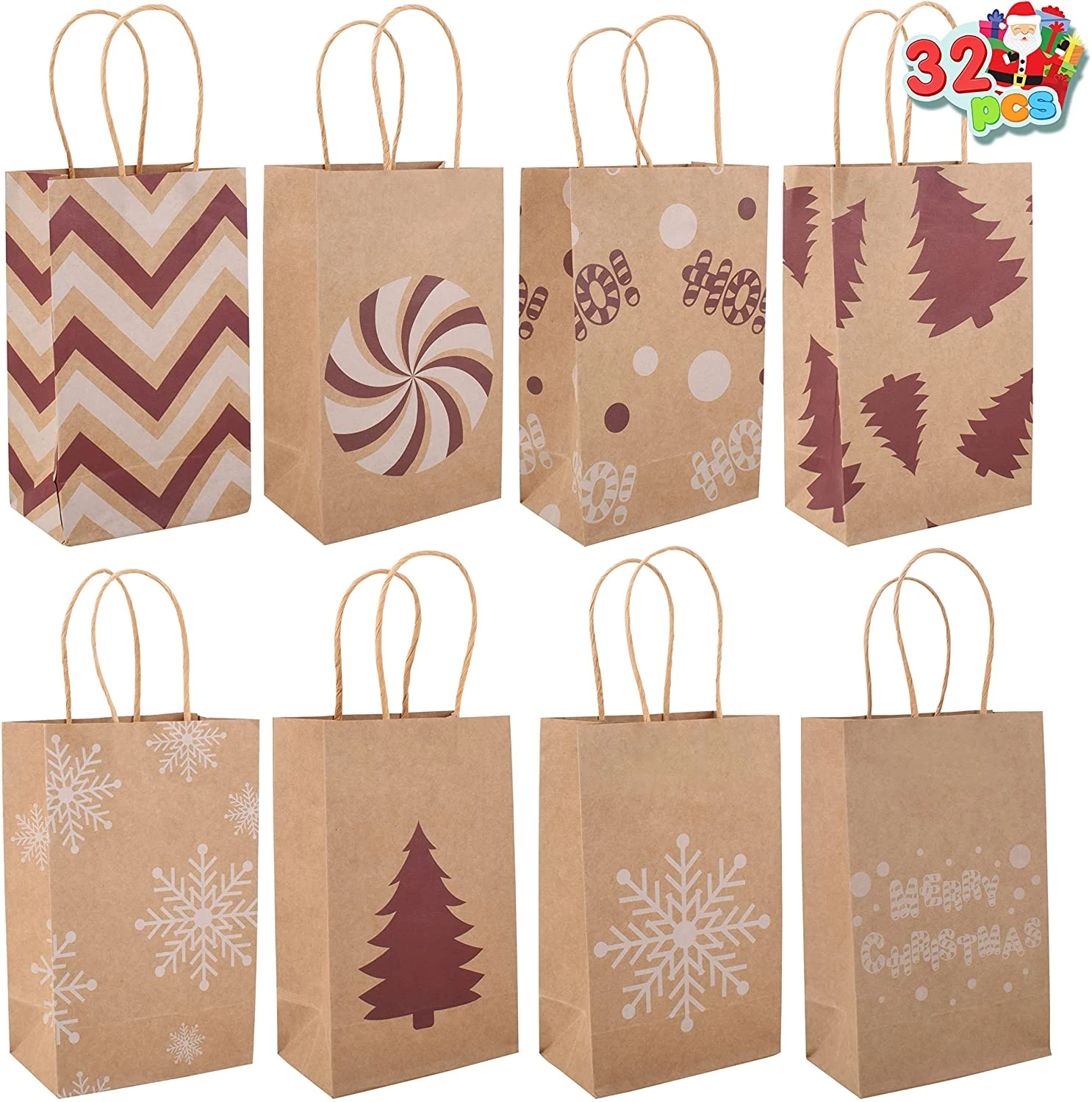 Small Christmas White & Red Themed Bag With Drawstring 8 Designs, 32 Pcs 4 Small Christmas White & Red Themed Bag With Drawstring 8 Designs, 32 Pcs - Image 2