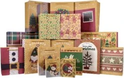 Assorted Christmas Prints Gift Bags, 32 Pcs