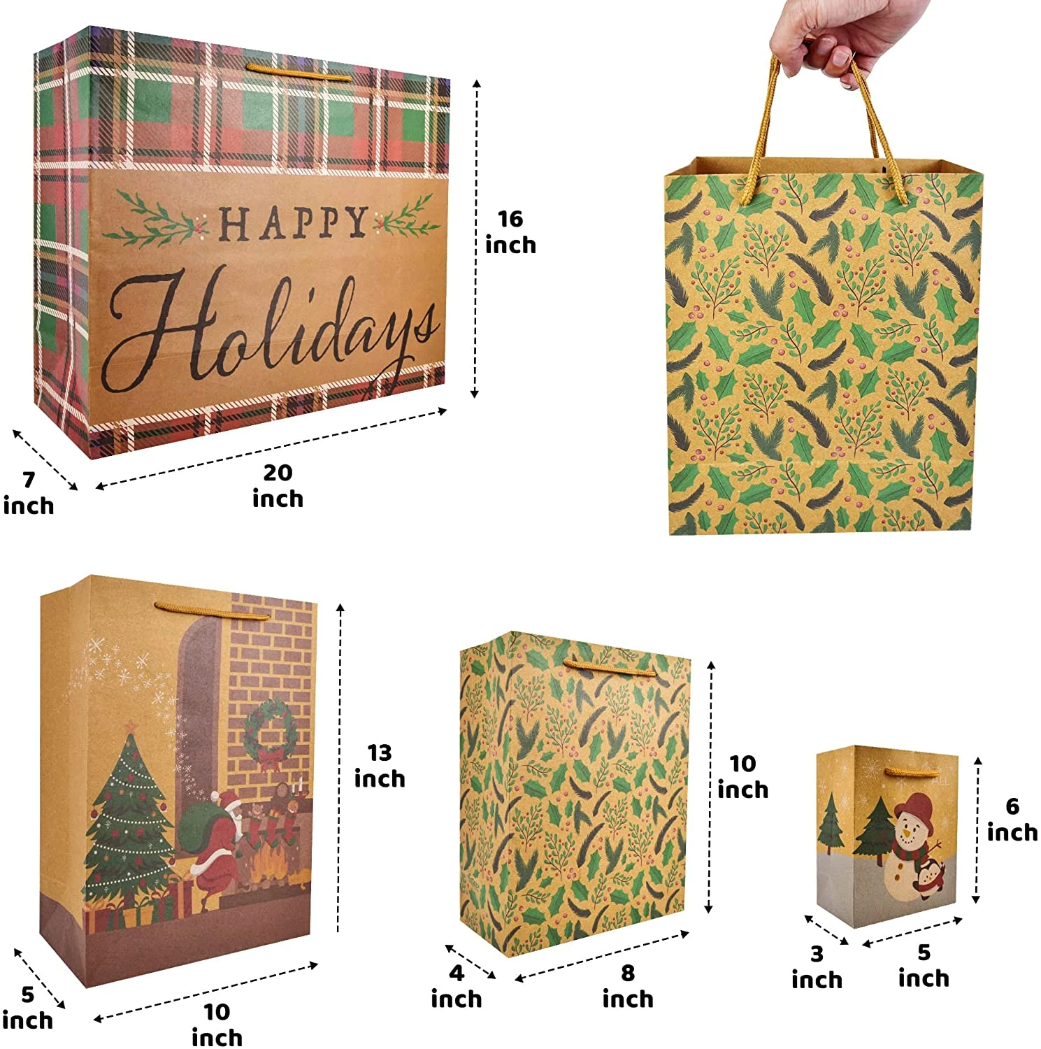 Assorted Christmas Prints Gift Bags, 32 Pcs 8 Assorted Christmas Prints Gift Bags, 32 Pcs - Image 6