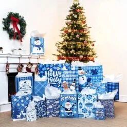 Blue Christmas Gift Bag, 32 Pcs 17 Blue Christmas Gift Bag, 32 Pcs -Xmas Supplies Shop 14075 3