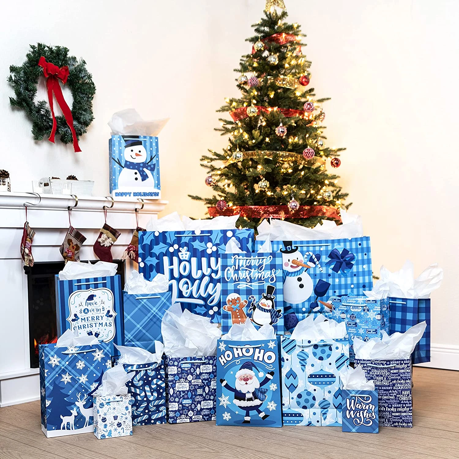 Blue Christmas Gift Bag, 32 Pcs 9 Blue Christmas Gift Bag, 32 Pcs - Image 7