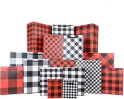 Christmas Red & Black Plaid Bag, 32 Pcs