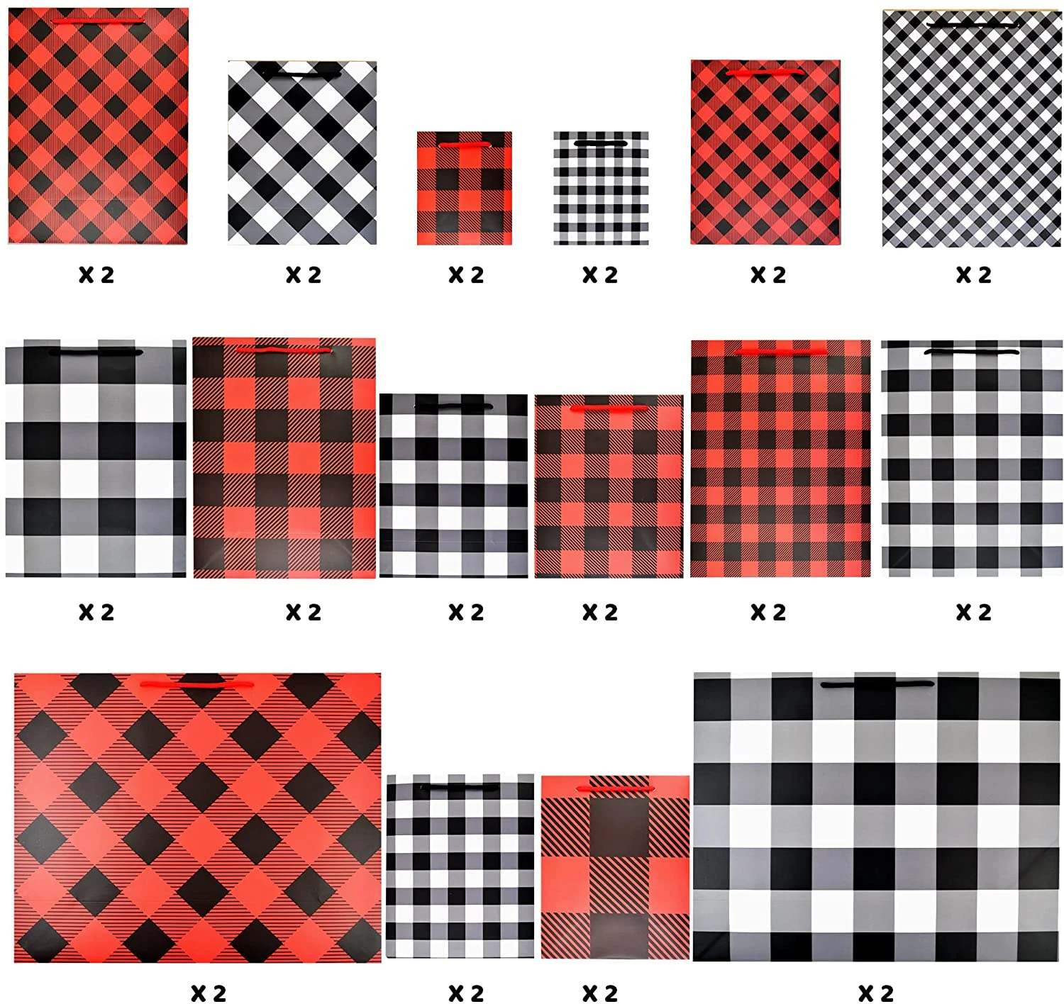 Christmas Red & Black Plaid Bag, 32 Pcs 4 Christmas Red & Black Plaid Bag, 32 Pcs - Image 2