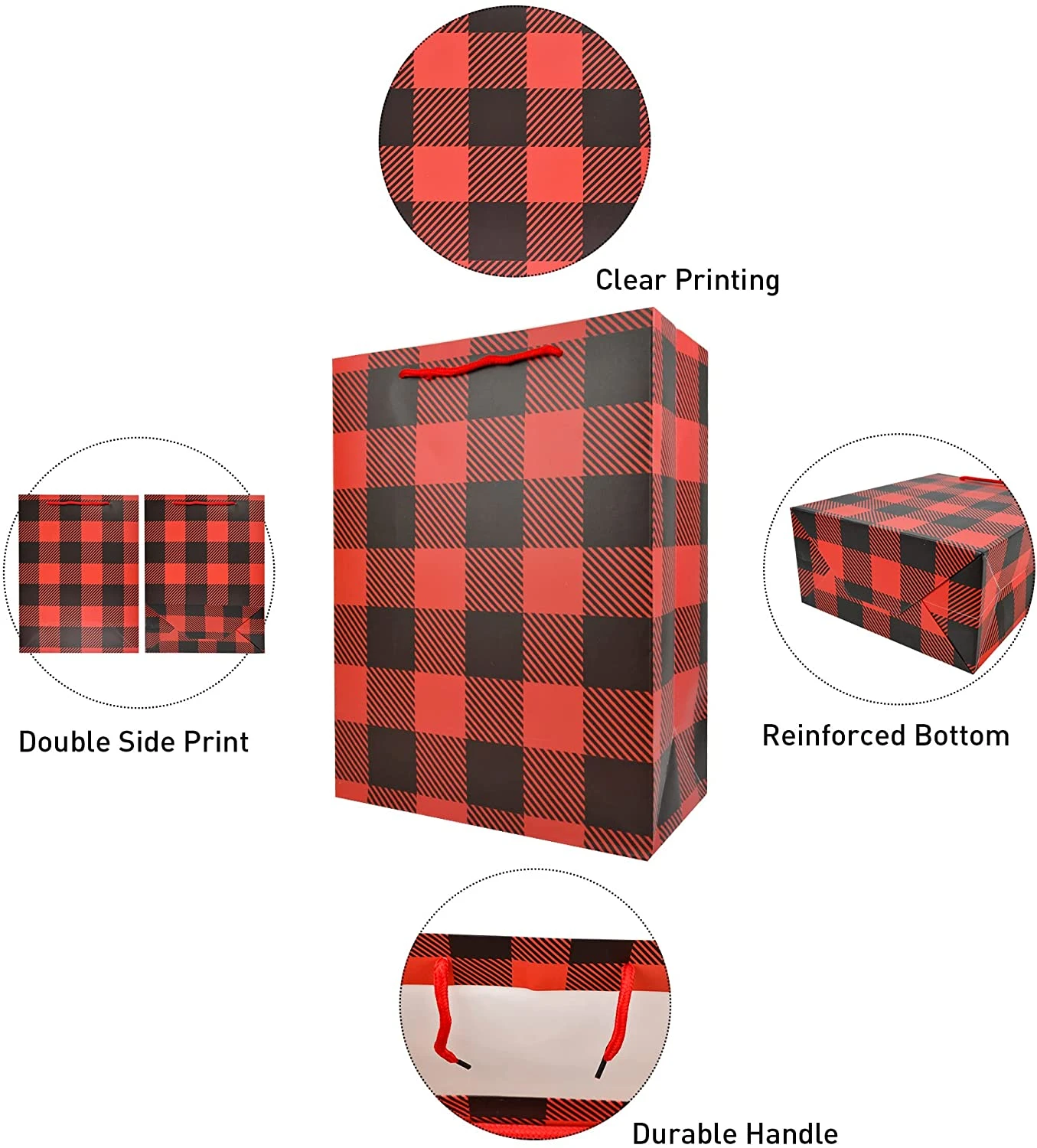 Christmas Red & Black Plaid Bag, 32 Pcs 5 Christmas Red & Black Plaid Bag, 32 Pcs - Image 3