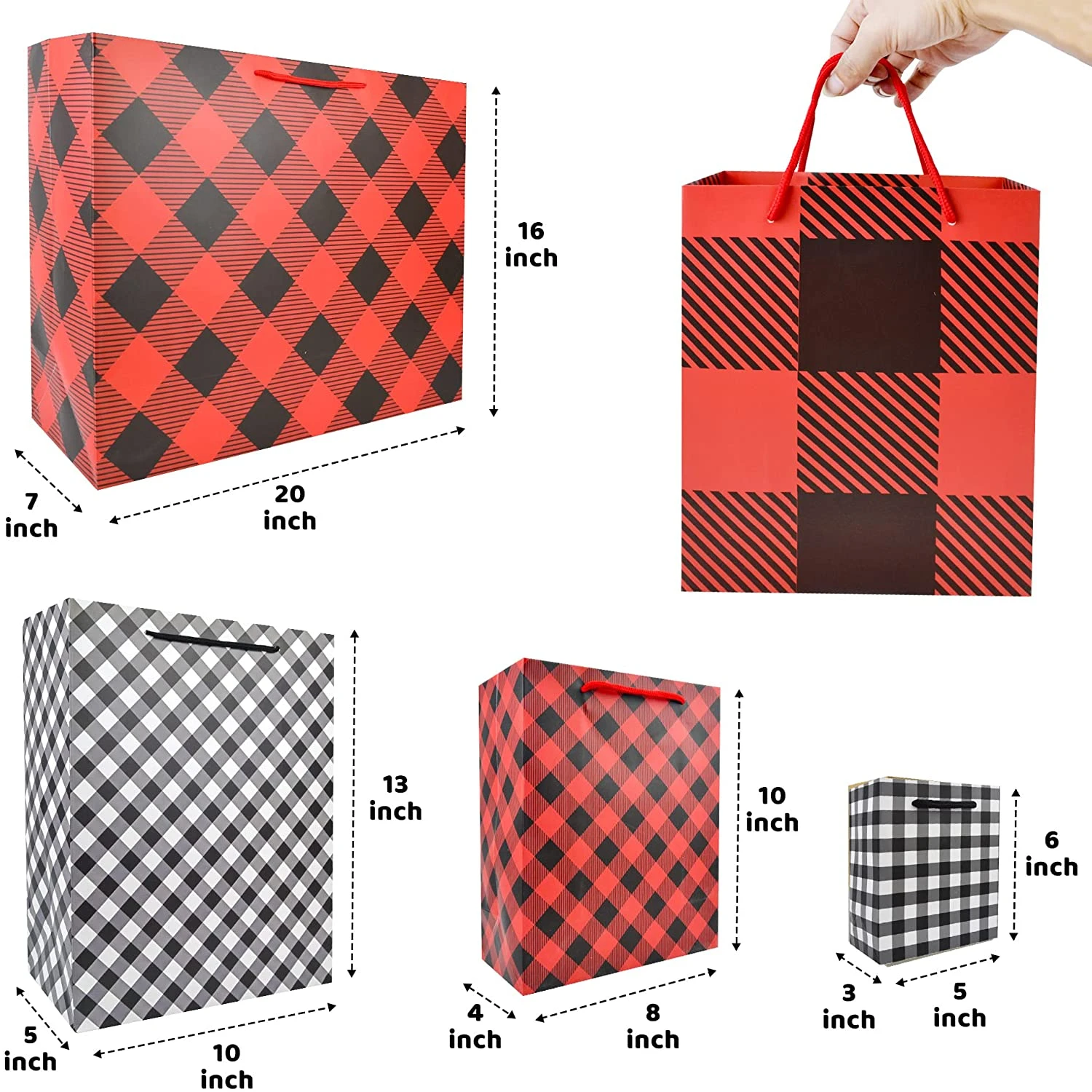 Christmas Red & Black Plaid Bag, 32 Pcs 6 Christmas Red & Black Plaid Bag, 32 Pcs - Image 4