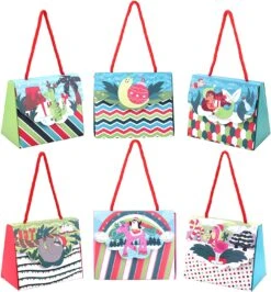 6 Designs Drawstring Christmas Treat Box Set, 12 Pcs
