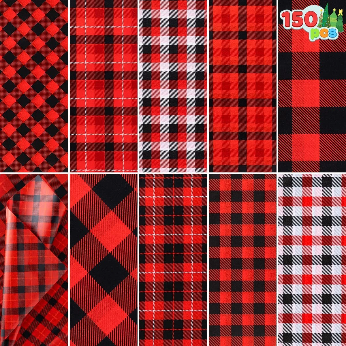 Plaid Christmas Wrapping Tissue Paper, 150 Sheets 4 Plaid Christmas Wrapping Tissue Paper, 150 Sheets - Image 2