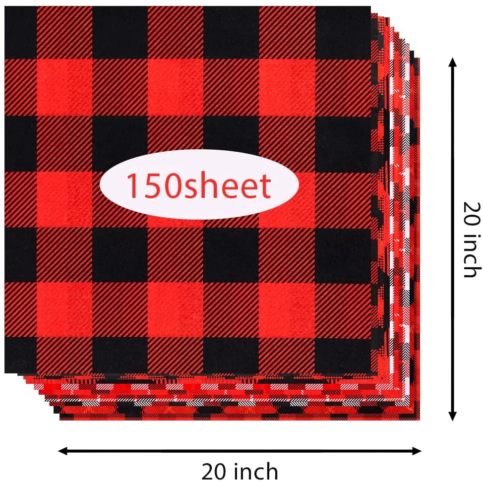 Plaid Christmas Wrapping Tissue Paper, 150 Sheets 5 Plaid Christmas Wrapping Tissue Paper, 150 Sheets - Image 3