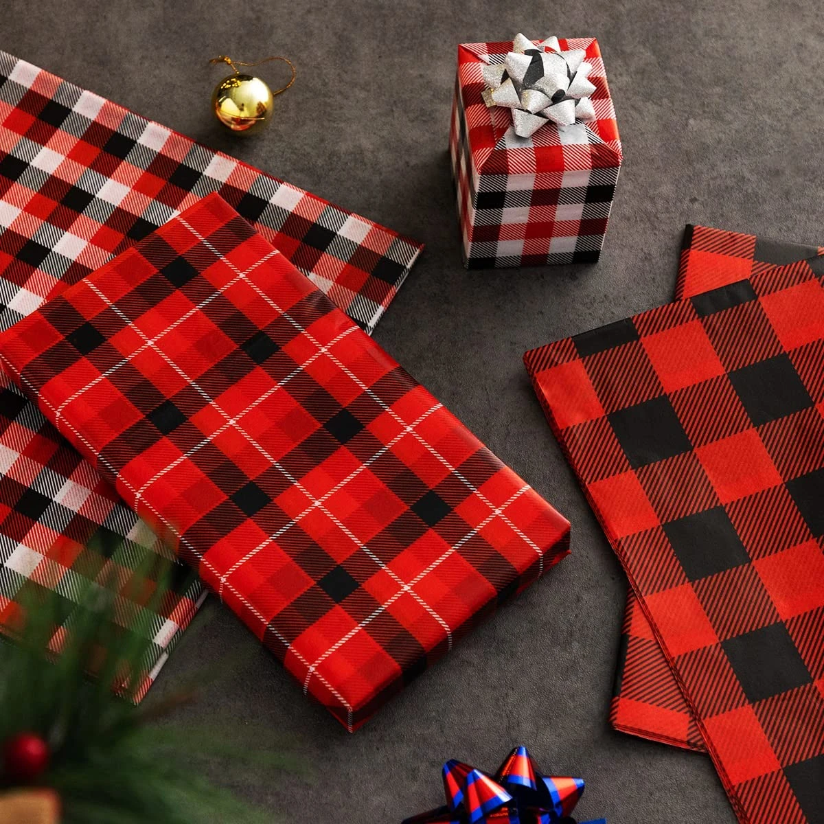 Plaid Christmas Wrapping Tissue Paper, 150 Sheets 8 Plaid Christmas Wrapping Tissue Paper, 150 Sheets - Image 6