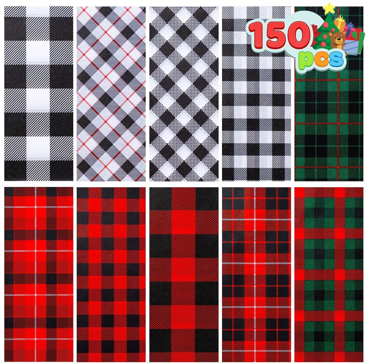 Christmas Classic Plaid Wrapping Tissue Paper, 150 Sheets 4 Christmas Classic Plaid Wrapping Tissue Paper, 150 Sheets - Image 2