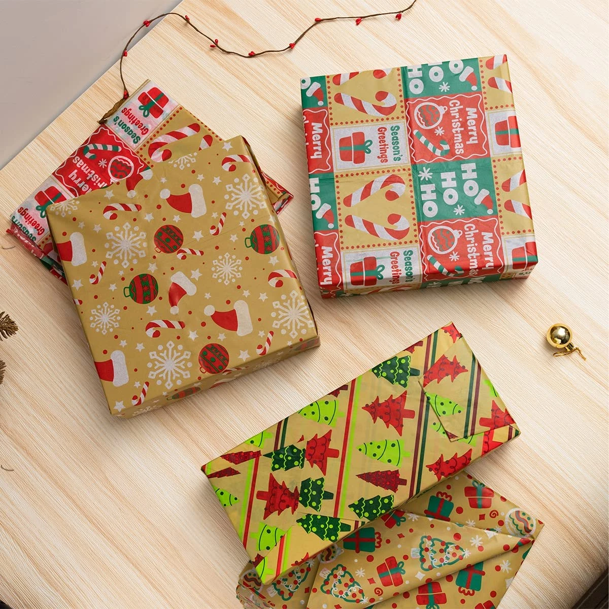 Classic Design Christmas Kraft Tissue Paper, 150 Sheets 9 Classic Design Christmas Kraft Tissue Paper, 150 Sheets - Image 7