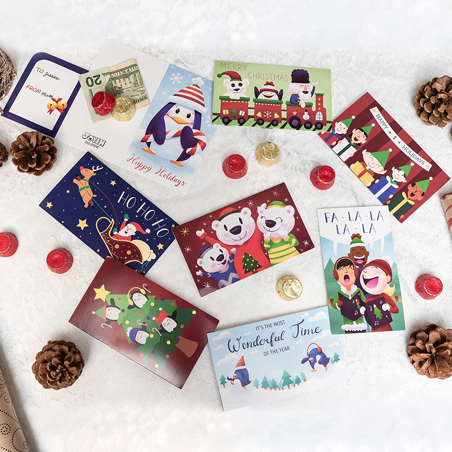 Christmas Colored Print Bear Gift Card Holder With Envelopes, 48 Pcs 8 Christmas Colored Print Bear Gift Card Holder With Envelopes, 48 Pcs - Image 6