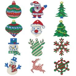 48 Piece Wooden Christmas Ornaments DIY Craft Kit