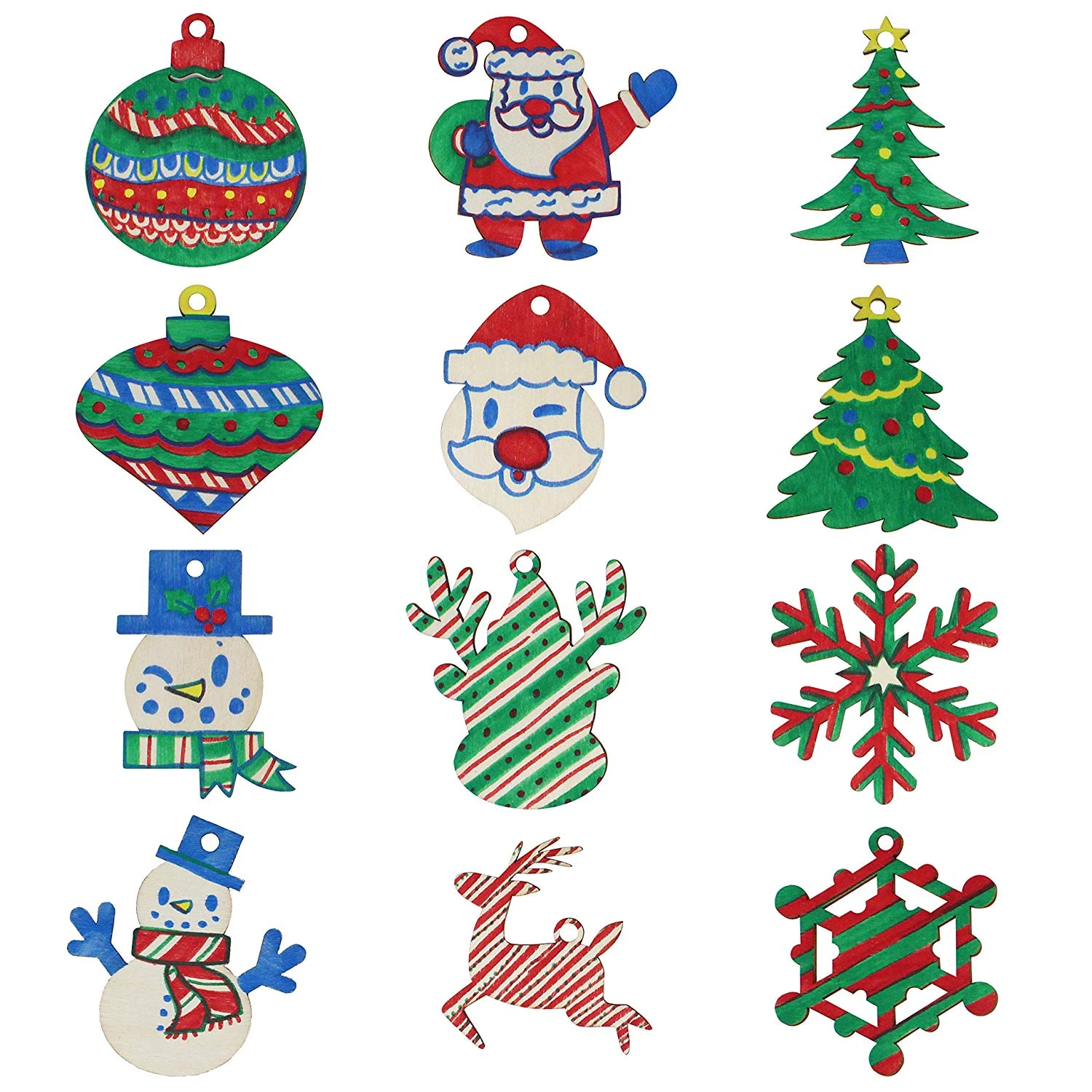 48 Piece Wooden Christmas Ornaments DIY Craft Kit 3 48 Piece Wooden Christmas Ornaments DIY Craft Kit