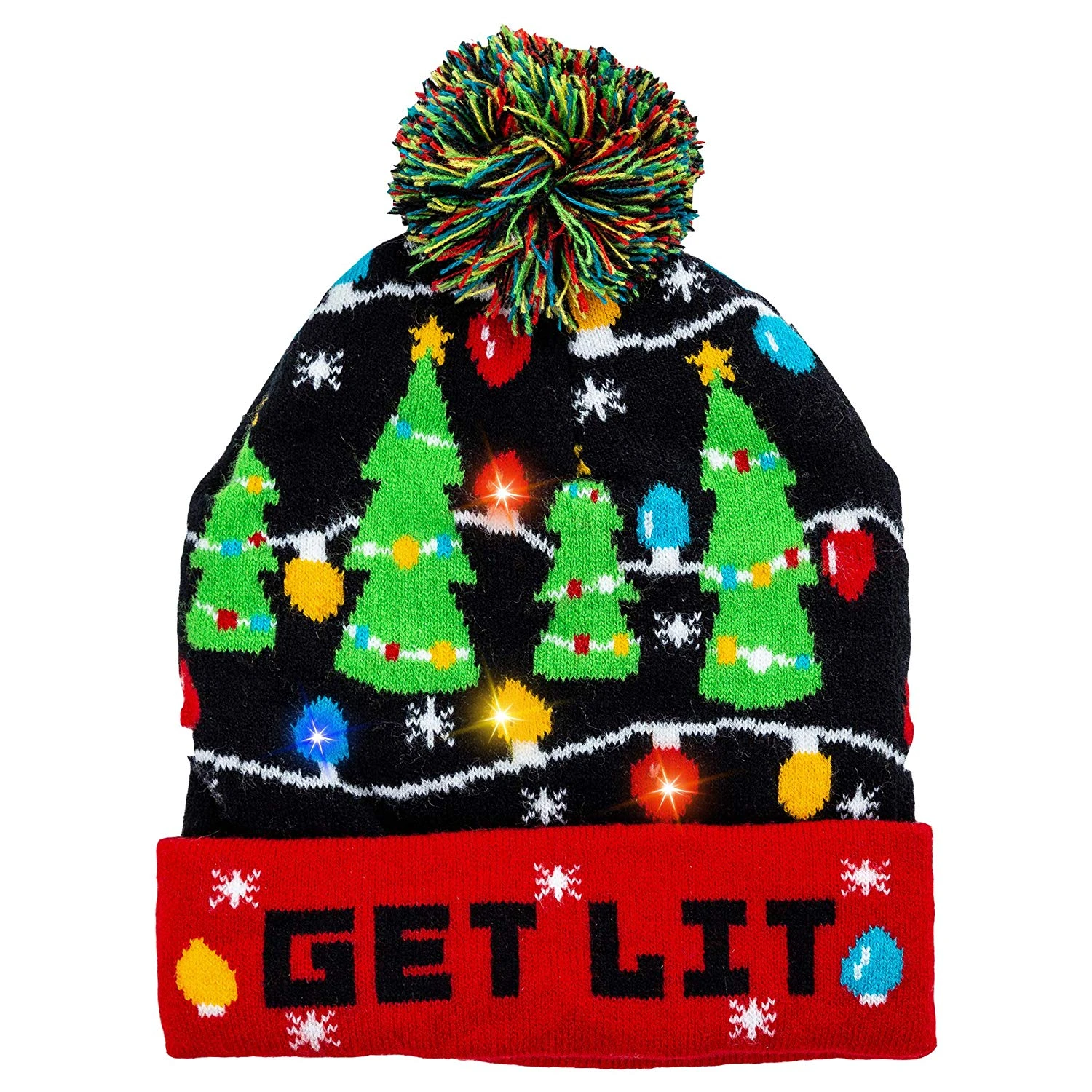 Christmas Tree Knitted Lit-up Beanie 3 Christmas Tree Knitted Lit-up Beanie
