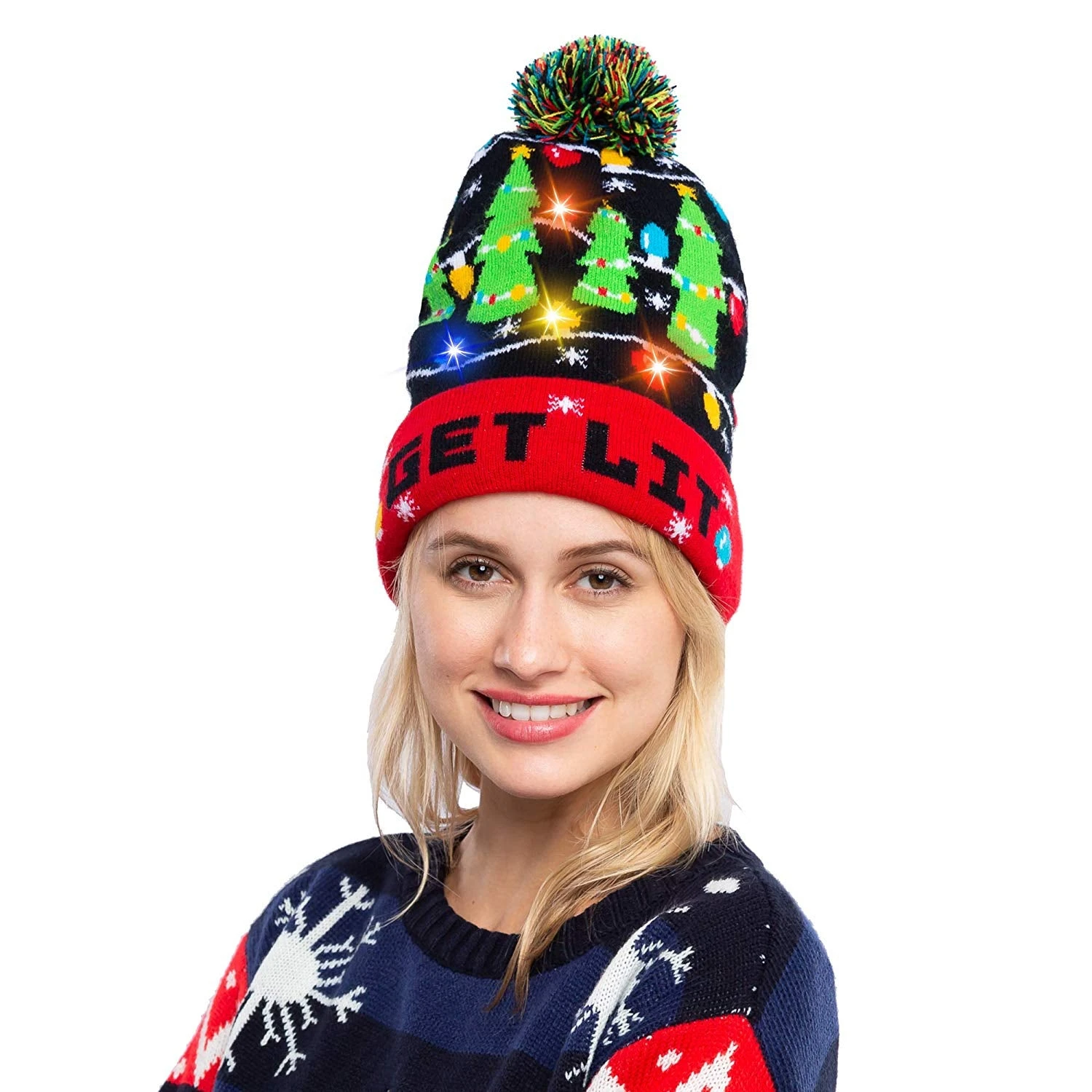 Christmas Tree Knitted Lit-up Beanie 6 Christmas Tree Knitted Lit-up Beanie - Image 4