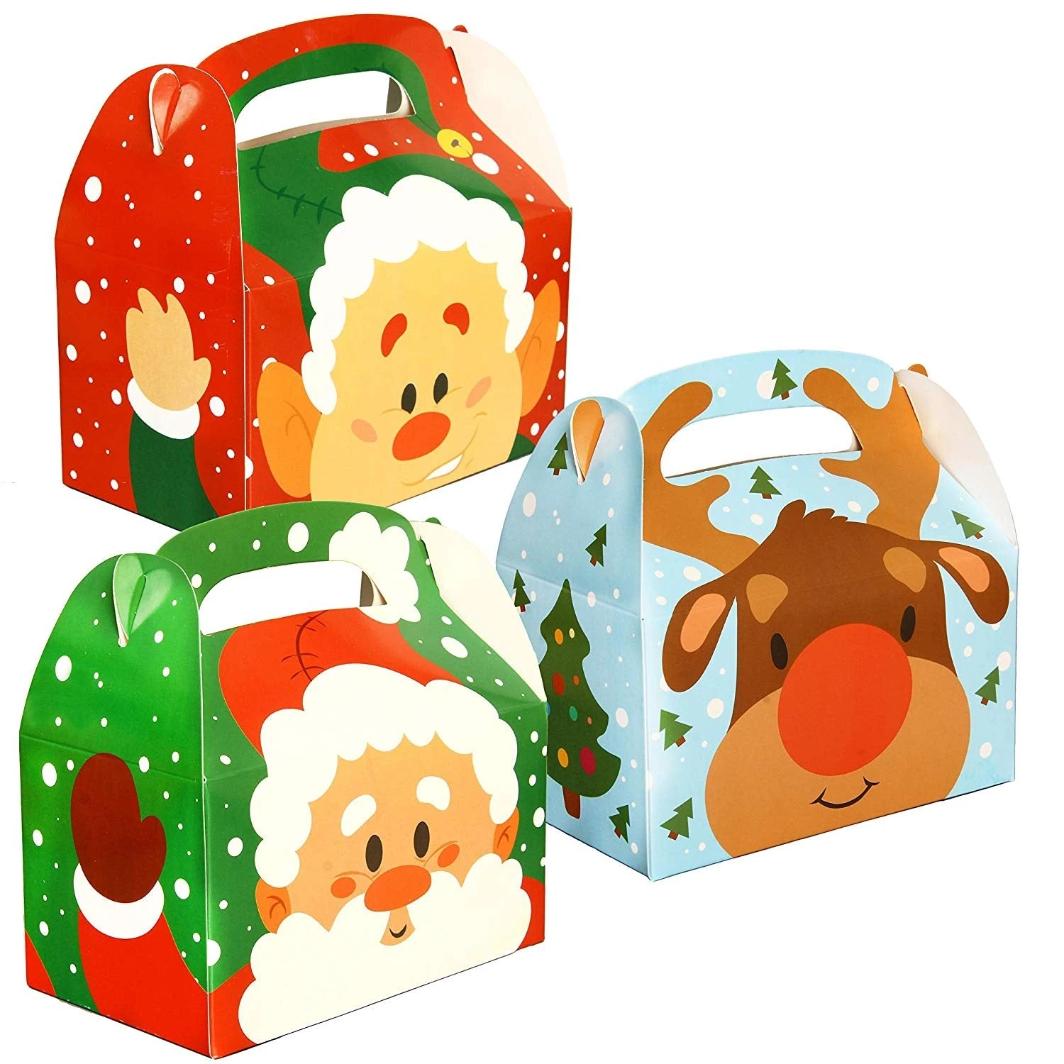 3d Christmas House Cardboard Treat Boxes 3 3d Christmas House Cardboard Treat Boxes