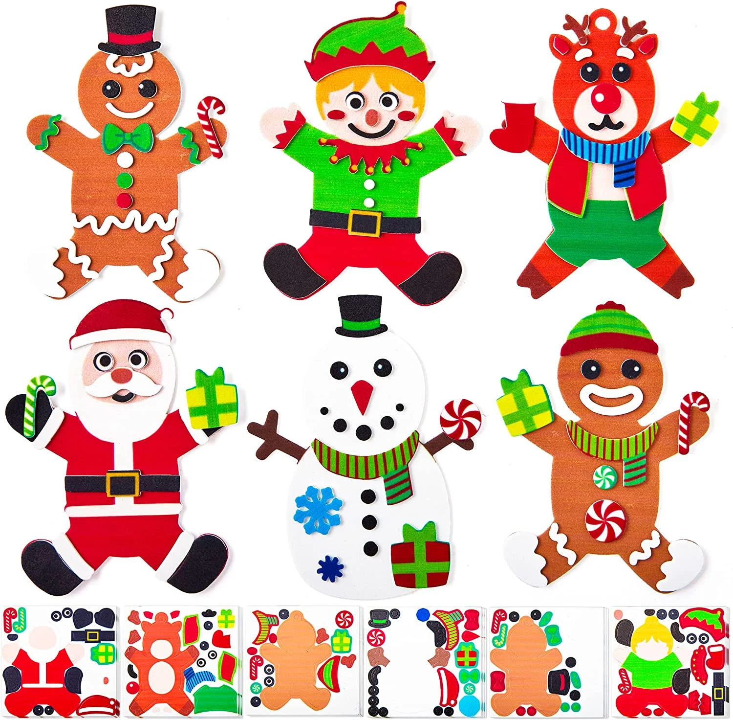 16Pcs Foam Christmas Character Ornaments 3 16Pcs Foam Christmas Character Ornaments