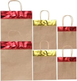 Red And Gold Christmas Kraft Gift Bags