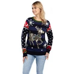 Christmas Sweaters Women's Cute Shining Reindeer Ugly Christmas Sweater -Xmas Supplies Shop 17 5b4d2130 6801 47c4 9db3 e510aad76516