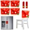 4 Pcs Christmas Dining Chair Slipcovers With 2Pcs Handle Door Covers -Xmas Supplies Shop 191