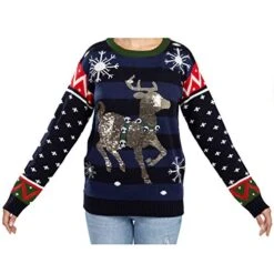 Christmas Sweaters Women's Cute Shining Reindeer Ugly Christmas Sweater -Xmas Supplies Shop 19 a0fbb1b6 f68e 4f86 82f1 5e2db8ac667f